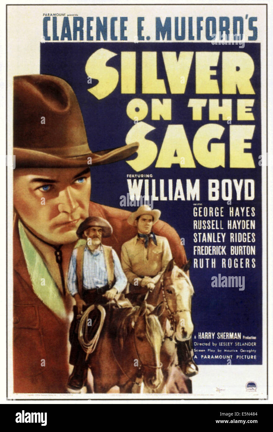 L'argent sur le SAGE, de gauche à droite : William Boyd, George 'Gabby' Hayes, Russell Hayden, 1939. Banque D'Images