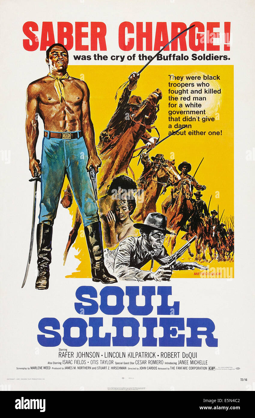 Soldat de l'âme, (alias le rouge, blanc et noir), de nous poster art, 1970. Banque D'Images