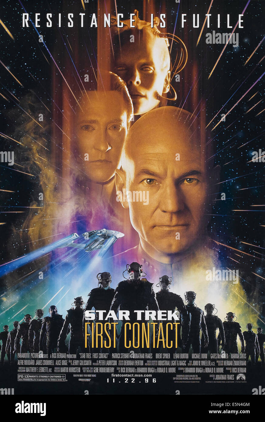 STAR TREK : FIRST CONTACT, l'avance de nous poster art, à partir du haut : Alice Krige, Brent Spiner, Patrick Stewart, 1996, ©Paramount Banque D'Images