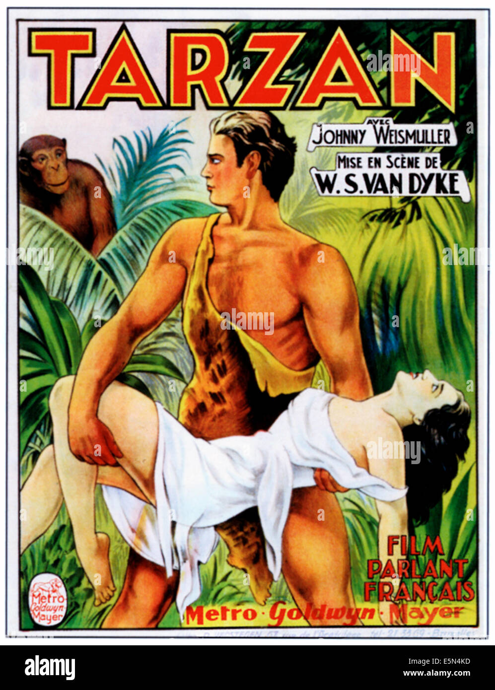 TARZAN DES SINGES, Johnny Weissmuller sur l'art de l'affiche belge, 1932. Banque D'Images