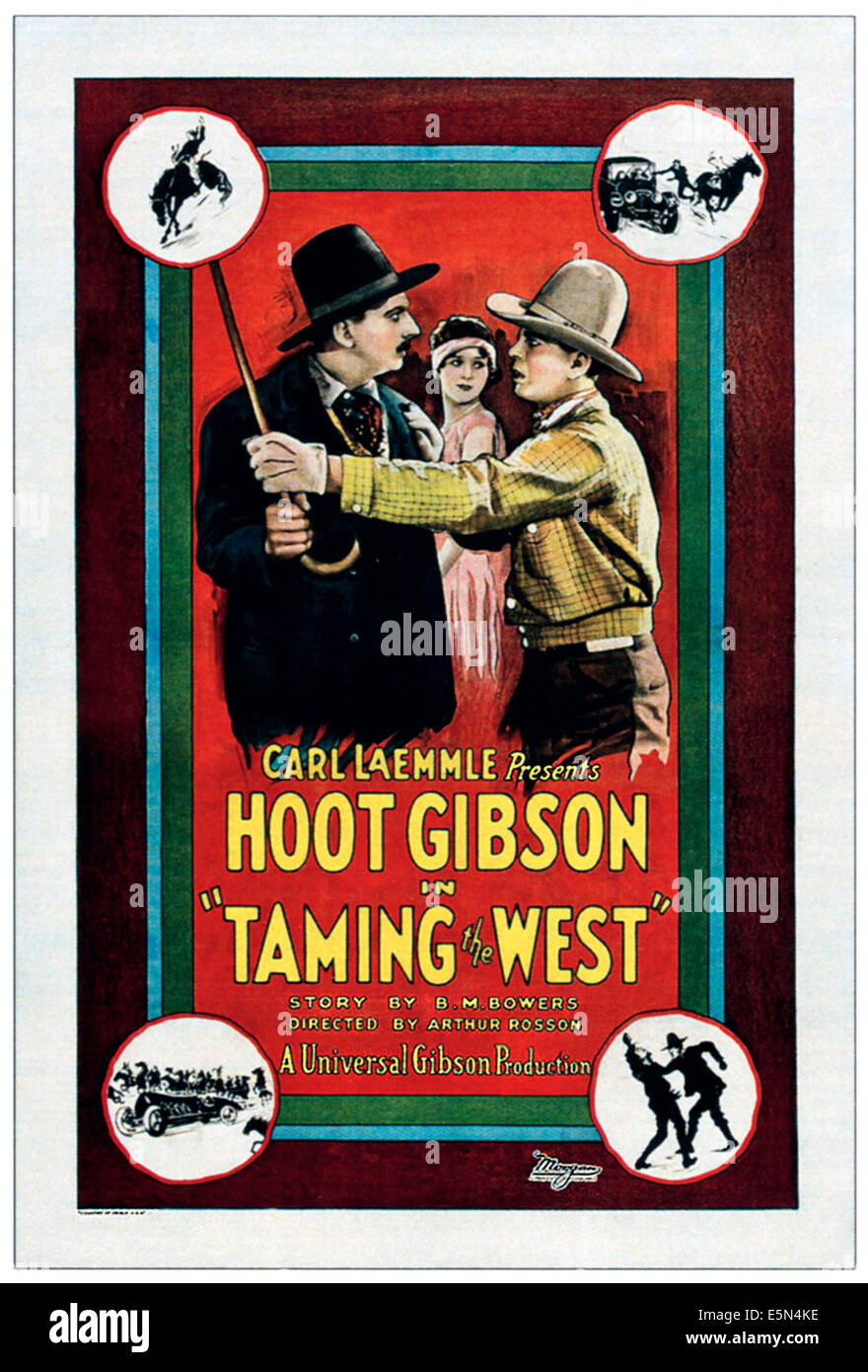TAMING OF THE WEST, centre : Marceline Day, a droite : Hoot Gibson, 1925. Banque D'Images