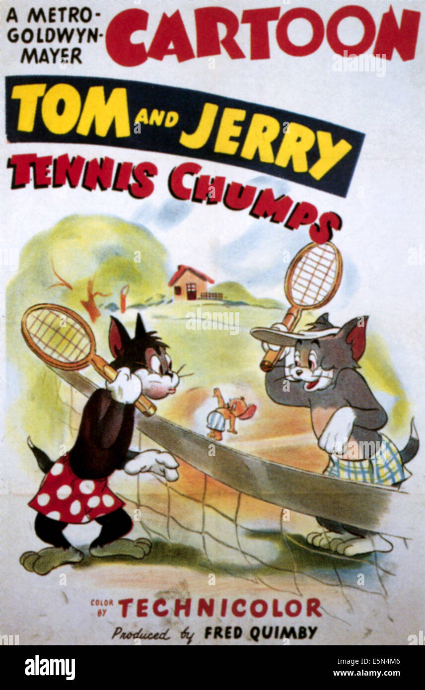 Entraîner tennis, de gauche : Butch, Jerry, Tom, 1949 Banque D'Images