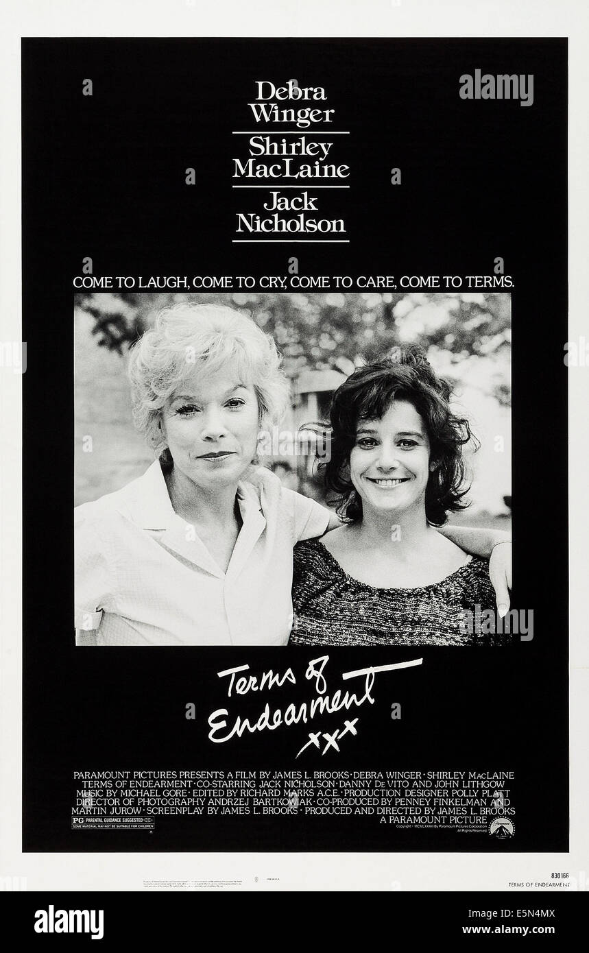 Termes d'affection, de nous poster, Shirley MacLaine, Debra Winger, 1983 Banque D'Images