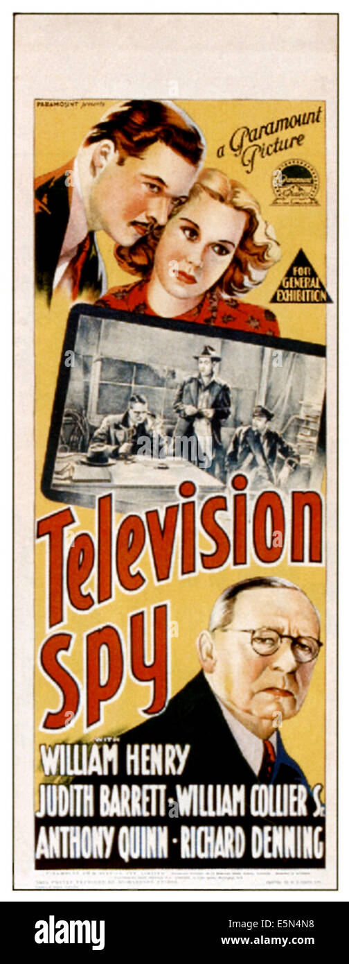 SPY, télévision haut de gauche à droite : William Henry, Judith Barrett, bas : William Collier Sr. sur daybill australienne, 1939. Banque D'Images