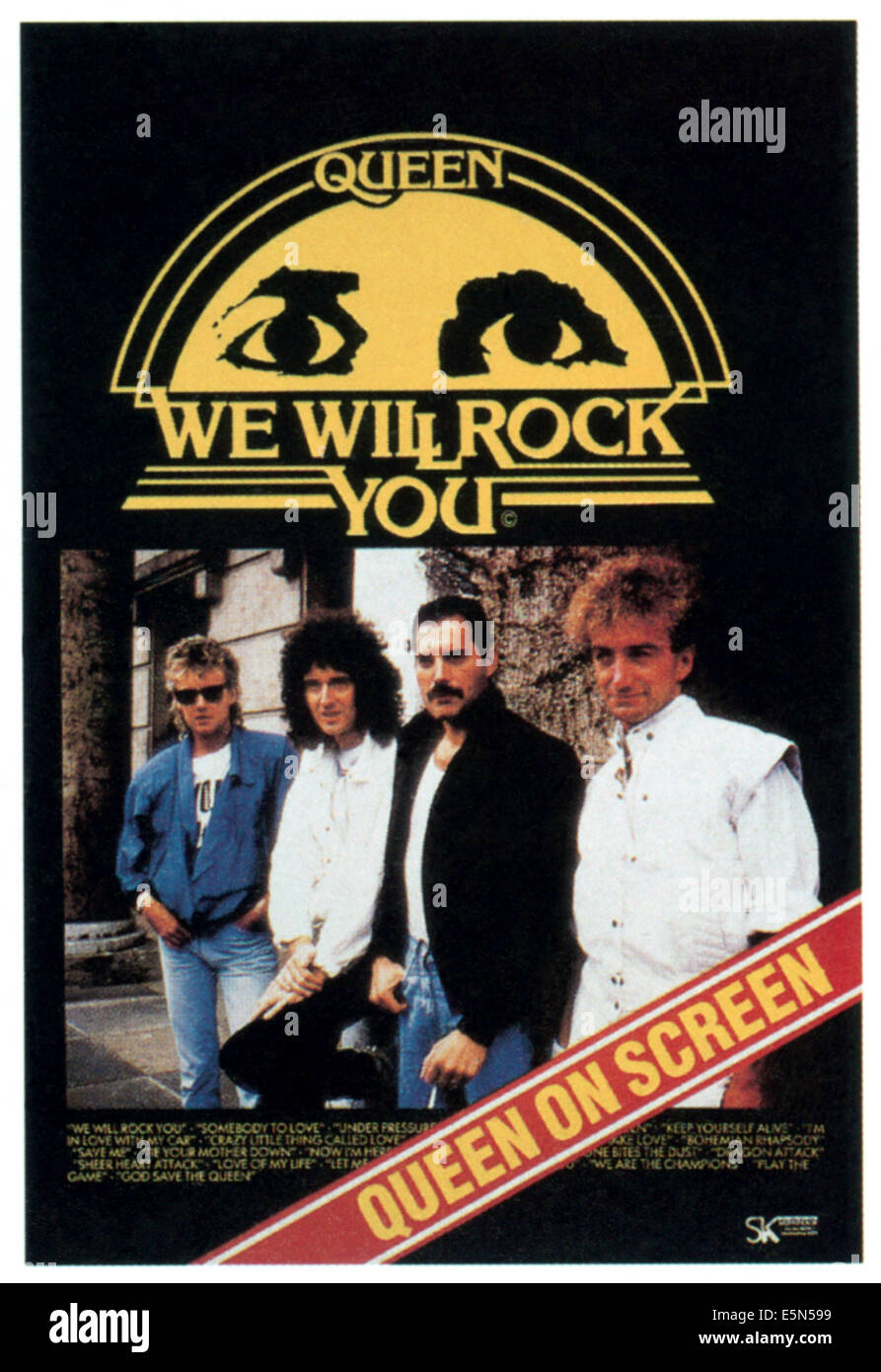 WE will rock you QUEEN : LIVE IN CONCERT, Reine de gauche à droite : Roger Taylor, Brian May, Freddie Mercury, John Deacon sur South Banque D'Images