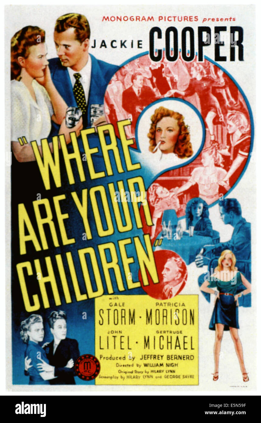 Où sont vos enfants ?, en haut à gauche de la gauche : Gale Storm, Jackie Cooper, 1943 Banque D'Images