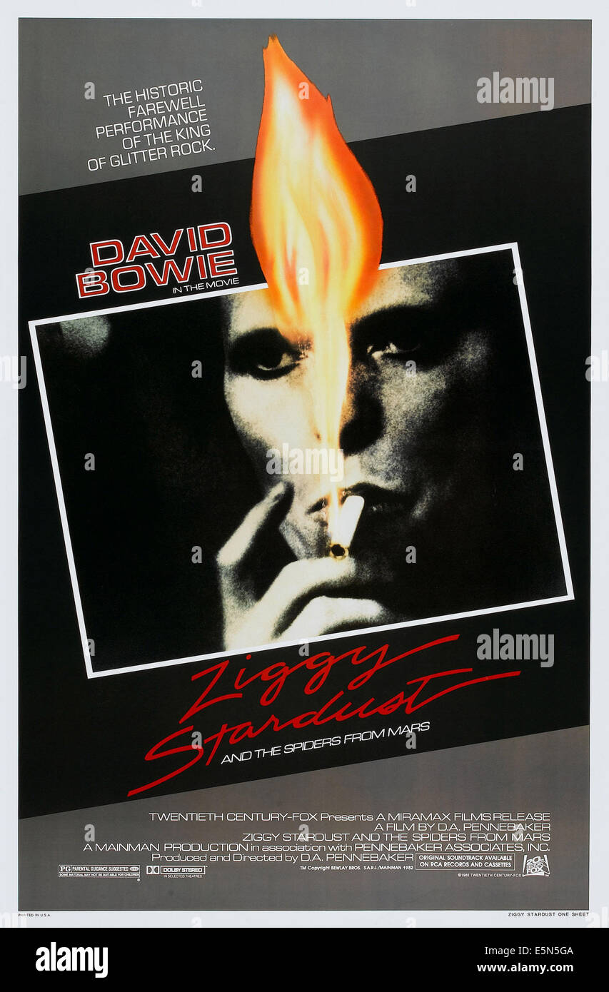 ZIGGY STARDUST ET LES ARAIGNÉES DE MARS, l'affiche l'américain, David Bowie, 1973 Banque D'Images