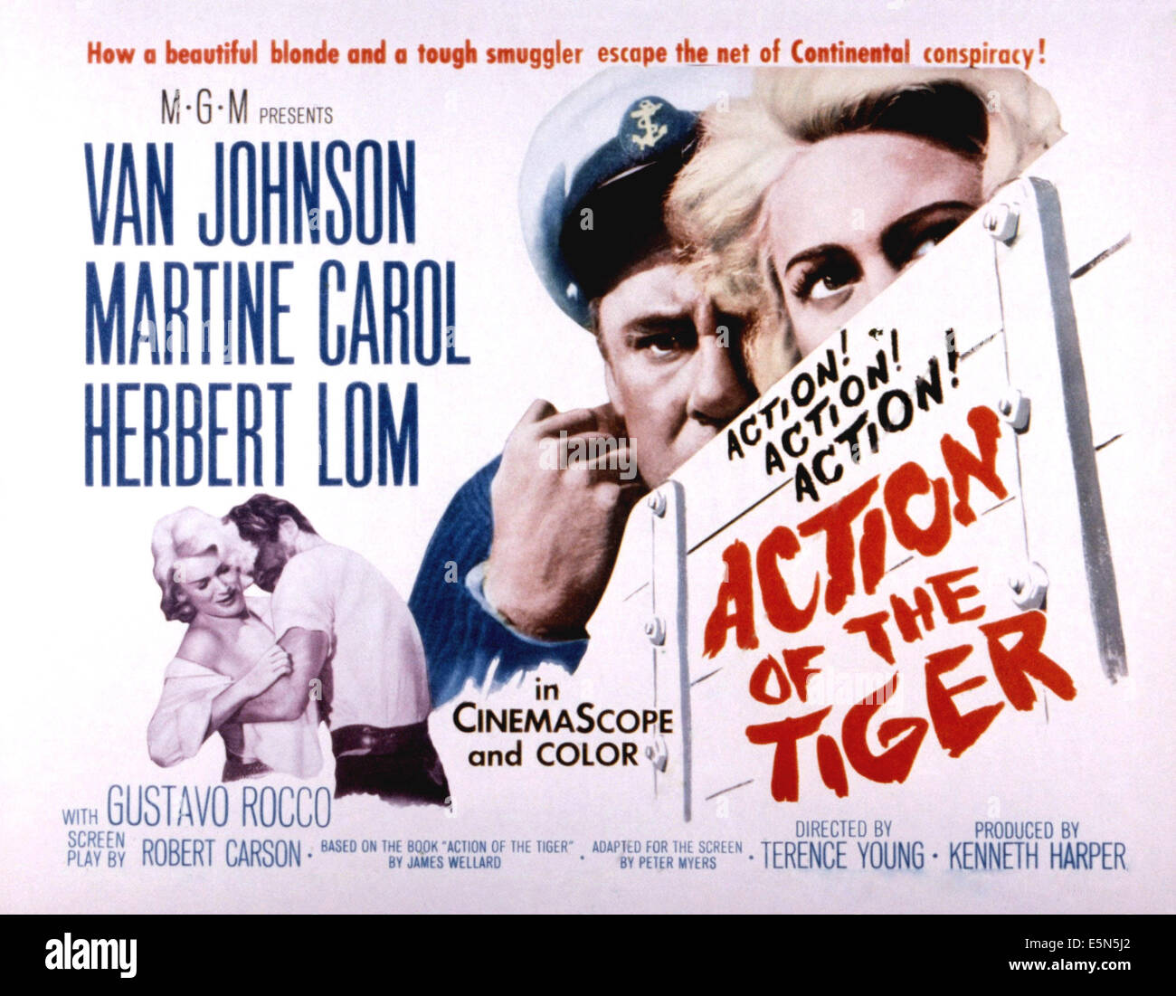 ACTION DE LA TIGER, Van Johnson, Martine Carol, 1957 Banque D'Images