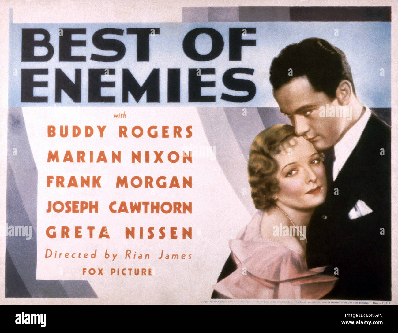 Meilleur des ennemis, à partir de la gauche : Marian Nixon, Charles 'Buddy' Rogers, 1933, TM & © Copyright 20th Century Fox Film Corp./avec la permission Banque D'Images