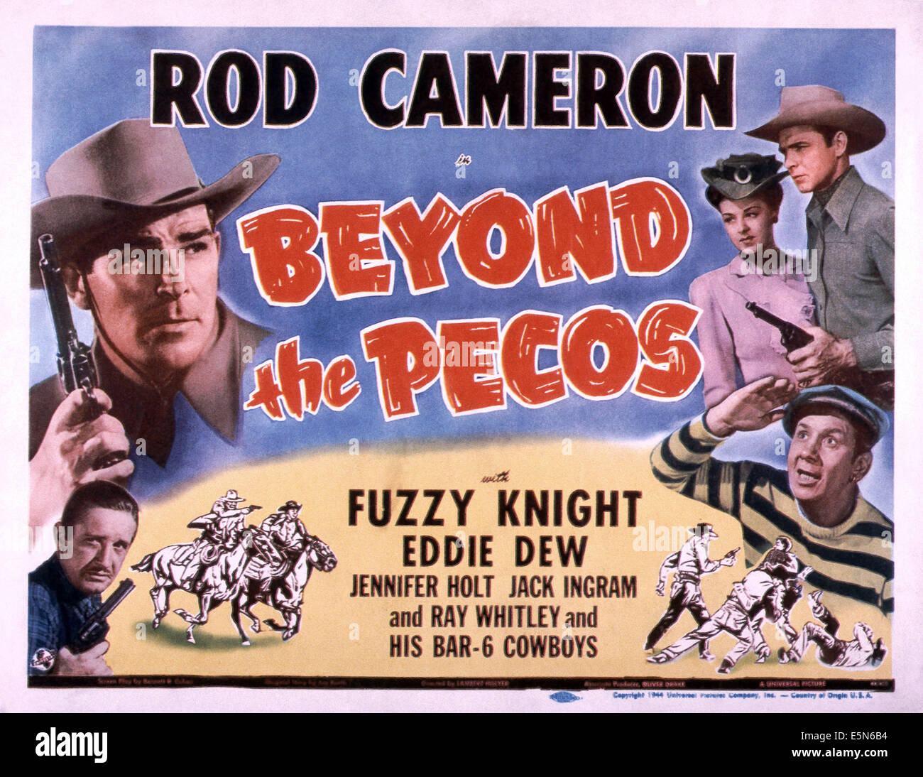 Au-delà de la Pecos, haut de gauche : Rod Cameron, Jennifer Holt, Eddie Dew, bas de gauche : Jack Ingram, Fuzzy Knight, 1945 Banque D'Images