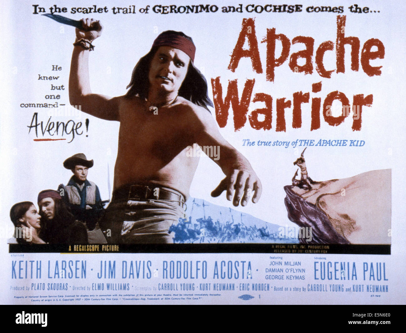 Guerrier APACHE, Keith Larsen, 1957 Banque D'Images