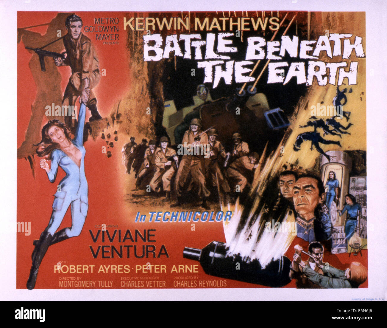 Bataille sous la terre, à gauche en partant du haut : Kerwin Mathews, Vivienne Ventura, 1967 Banque D'Images