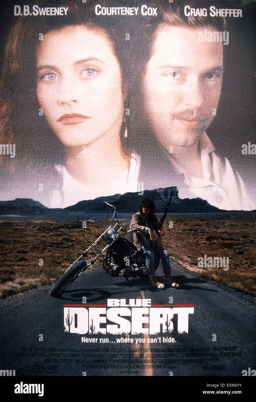 Désert bleu, des États-Unis, de l'affiche en haut, de gauche à droite : Courteney Cox, D.B. Sweeney ; centre : Craig Sheffer, 1991. ©NEO Motion Banque D'Images