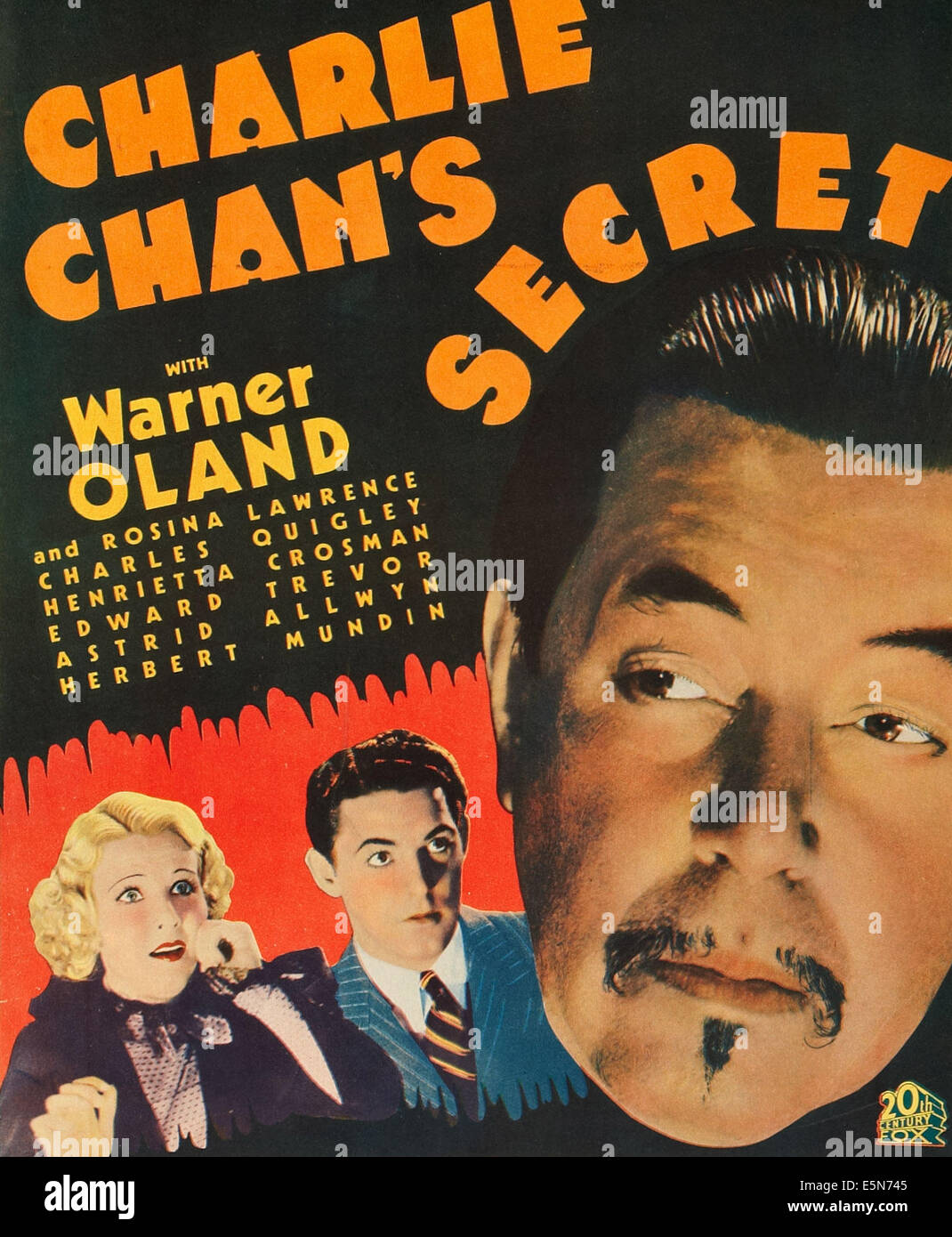 CHARLIE CHAN'S SECRET, affiche, à partir de la gauche : Rosina Lawrence, Charles Quigley, Warner Oland, 1936. ©Twentieth Century-Fox Film 20e Banque D'Images