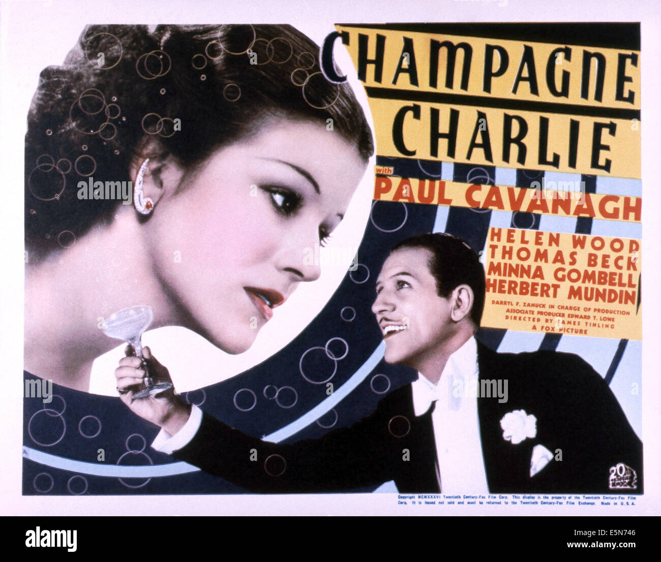 CHAMPAGNE CHARLIE, de gauche à droite : Helen Wood, Paul Cavanagh, 1936, TM & © Copyright 20th Century Fox Film Corp./avec la permission d'Everett Banque D'Images