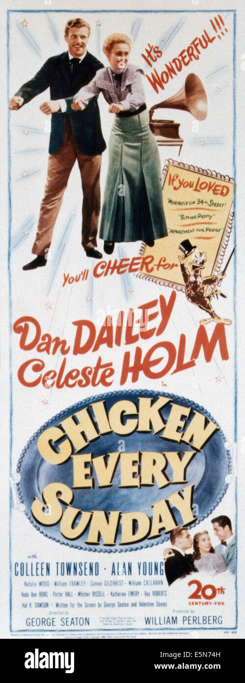 Chaque dimanche, de poulet, de l'affiche américaine haut, de gauche à droite : Dan Dailey, Celeste Holm, 1949. ©Twentieth Century-Fox Film Corporation 20, TM & Banque D'Images