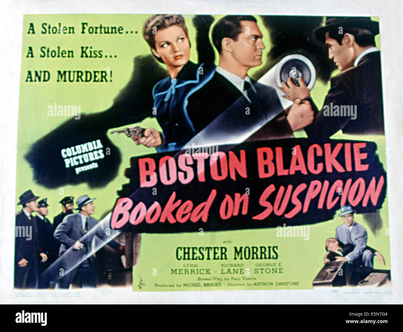 BOSTON BLACKIE réservé sur la suspicion, Richard Lane, Lynn Merrick, Chester Morris, Steve Cochran, 1945 Banque D'Images