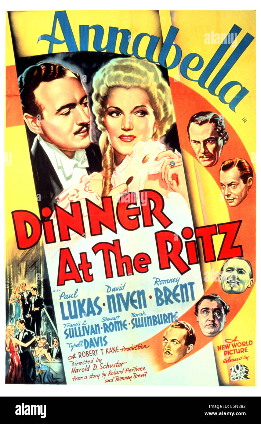 Dîner AU RITZ, David Niven, Annabella, 1937, TM et copyright (c) 20th Century Fox Film Corp. Tous droits réservés. Banque D'Images Dîner AU RITZ, David Niven, Annabella, 1937, TM et copyright (c) 20th Century Fox Film Corp. Tous droits réservés. Banque D'Images