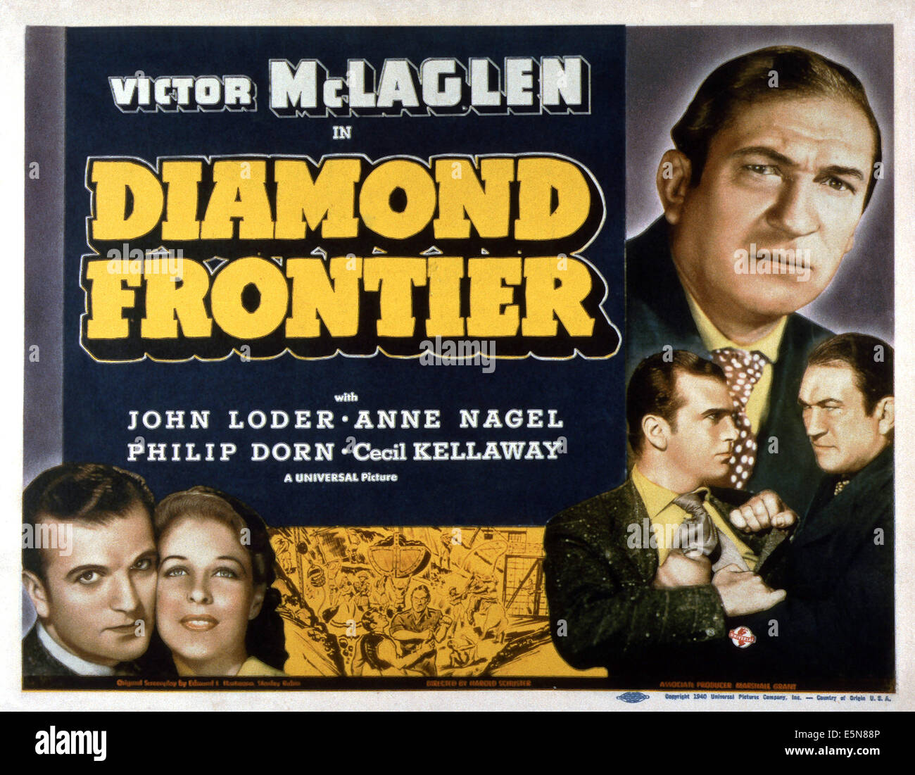 Frontière de diamants, en bas à gauche : John Loder, Anne Nagel ; en haut à droite : Victor McLaglen, 1940 Banque D'Images