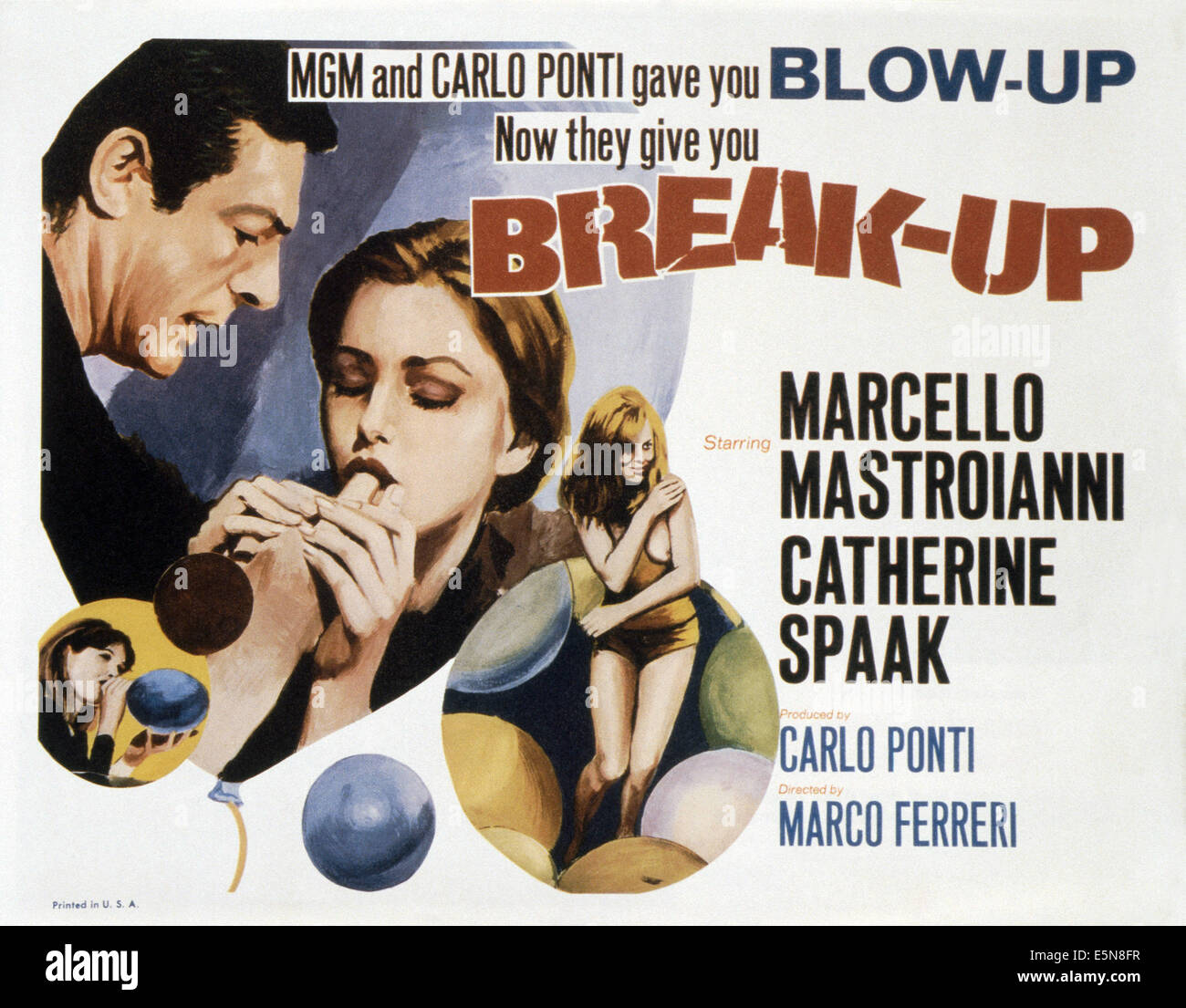 BREAK-UP, (alias L'UOMO DEI CINQUE PALLONI, aka L'HOMME AUX BALLONS), à partir de la gauche : Marcello Mastroianni, Catherine Spaak, 1965 Banque D'Images