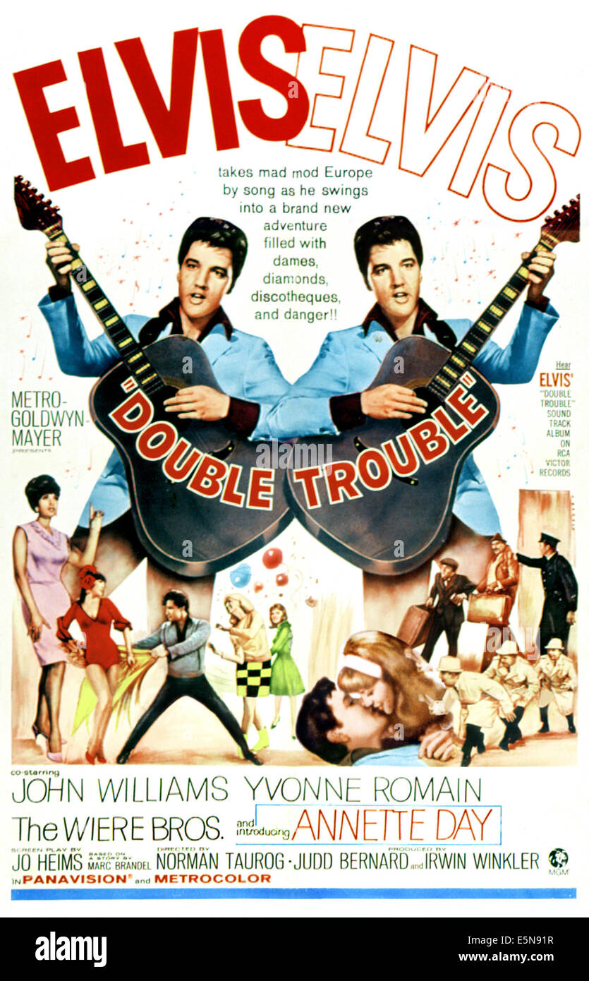 DOUBLE TROUBLE, Yvonne Romain, Elvis Presley, Annette Day, l'Wiere Frères, 1967 Banque D'Images