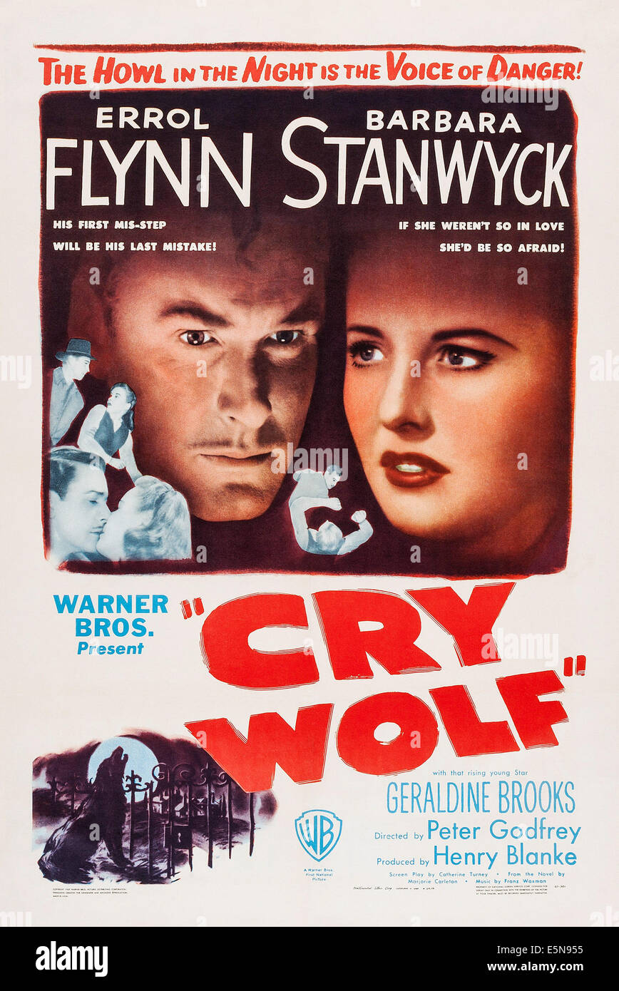 CRY WOLF, Errol Flynn, Barbara Stanwyck, 1947 Banque D'Images