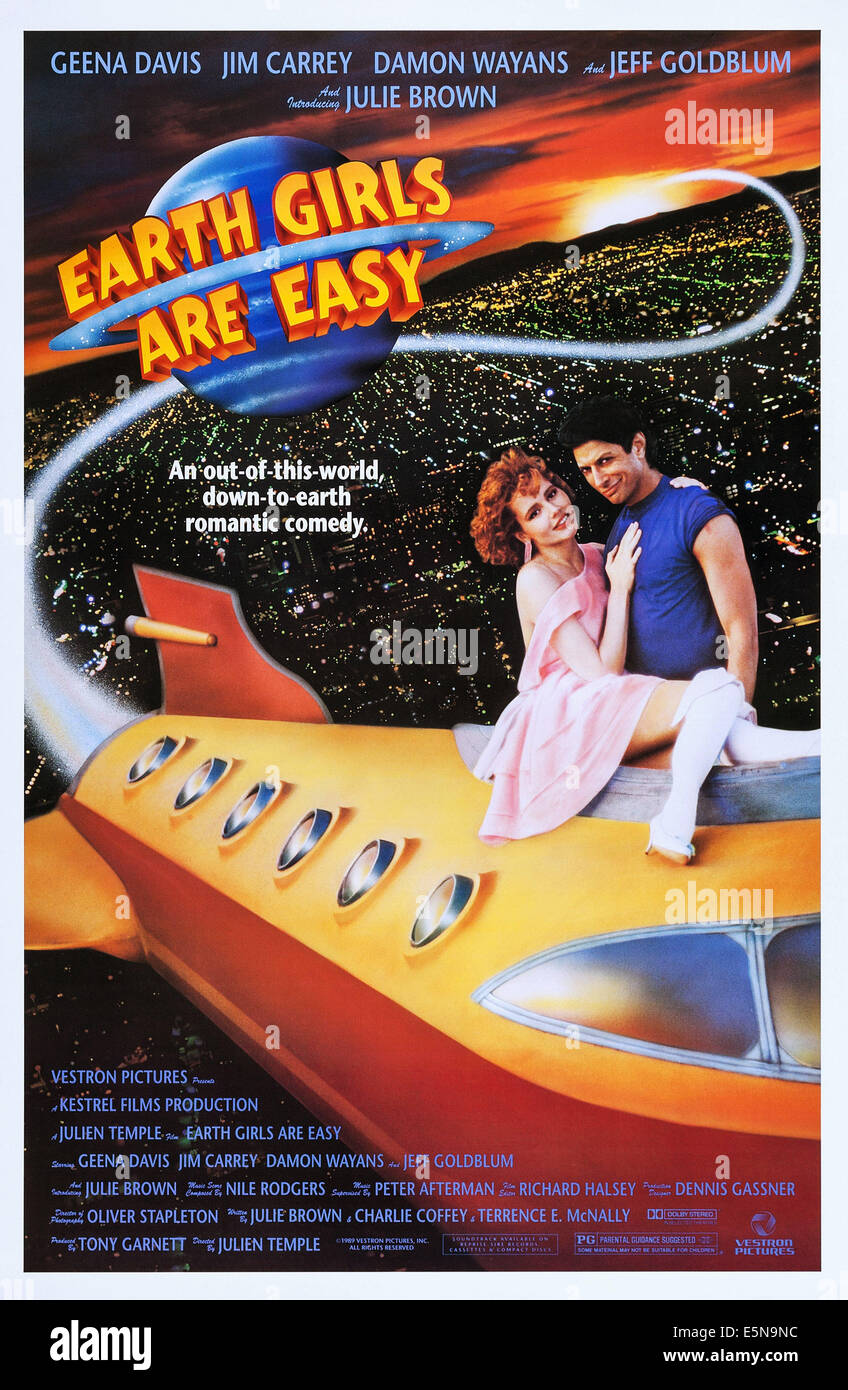 Les Filles de la terre sont faciles, l'art de l'affiche de nous, de gauche : Geena Davis, Jeff Goldblum. 1988. ©Vestron Pictures/avec la permission d'Everett Collection Banque D'Images