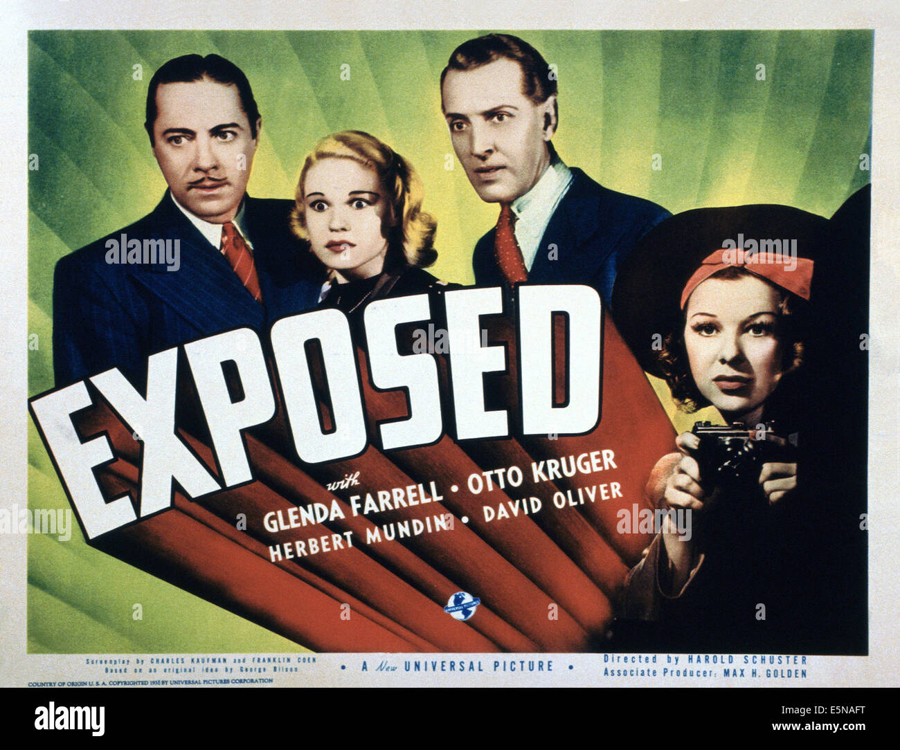 Exposés, de gauche : Herbert Mundin, Lorraine Krueger, Otto Kruger, Glenda Farrell, 1938 Banque D'Images