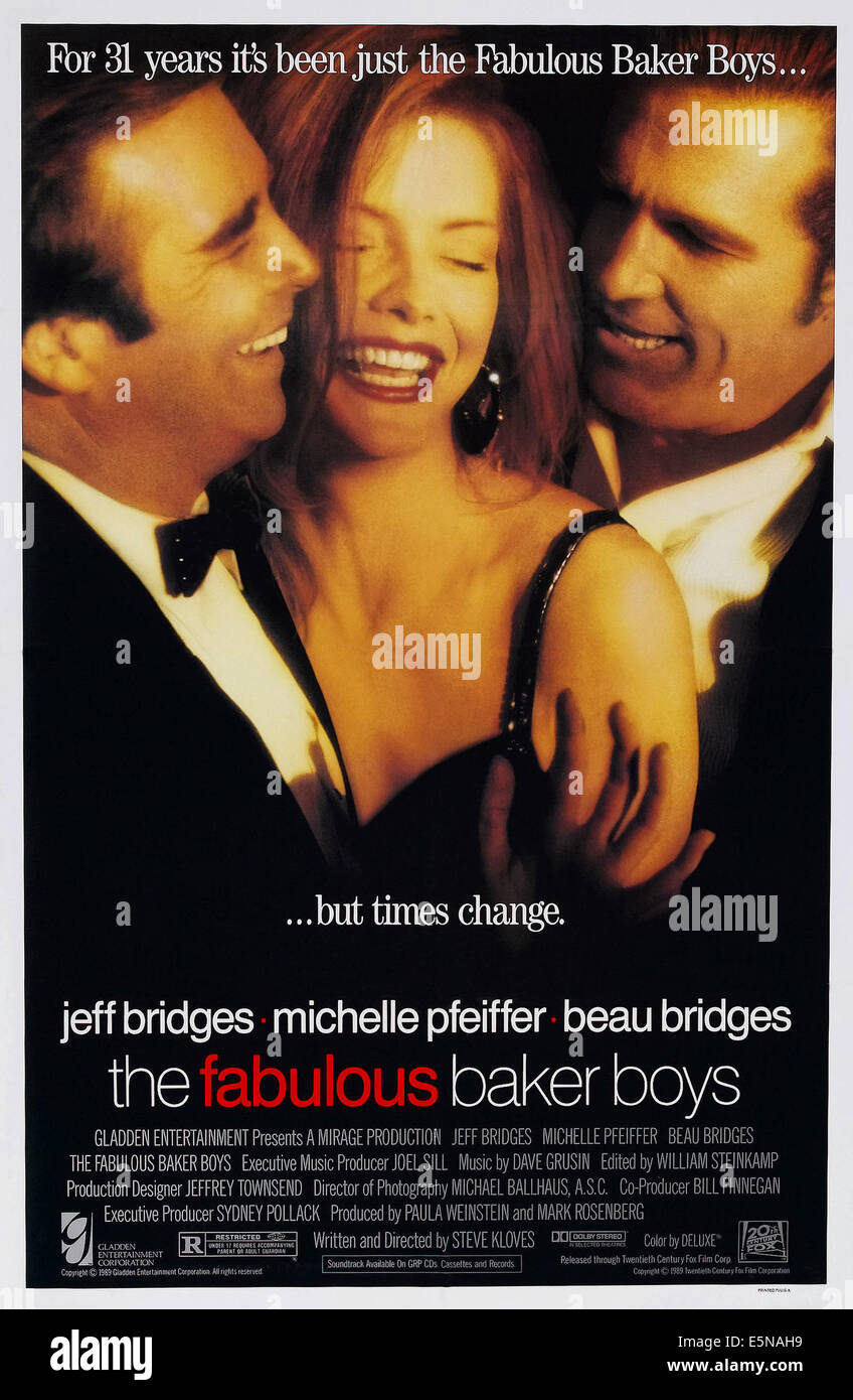 La fabuleuse BAKER BOYS, US poster art, de gauche : Beau Bridges, Michelle Pfeiffer, Jeff Bridges, 1989, TM & © 20e Banque D'Images