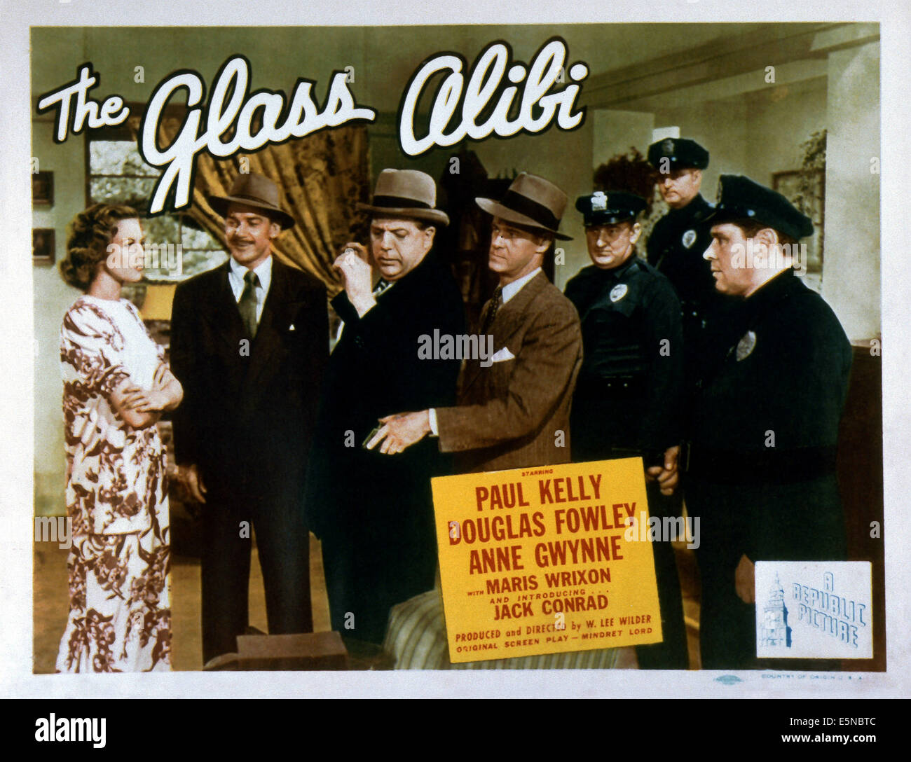 L'ALIBI DE VERRE, Anne Gwynne (gauche), Douglas Fowley (deuxième à gauche), Paul Kelly (au centre), 1946 Banque D'Images