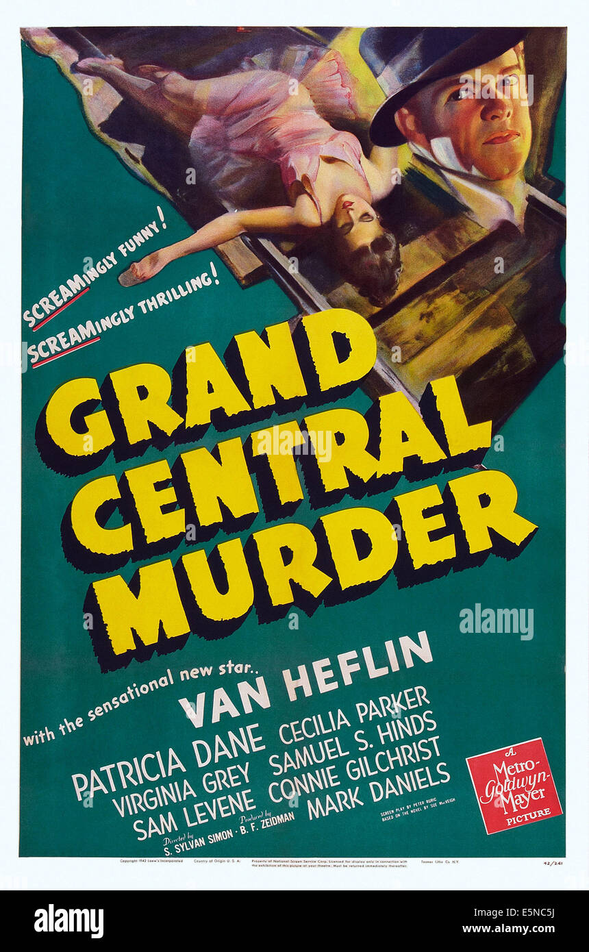 GRAND CENTRAL de meurtre, de nous poster art, Van Heflin, 1942 Banque D'Images