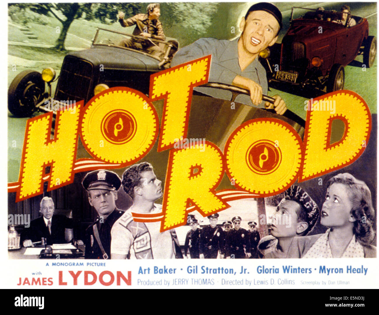 HOT ROD, en haut au centre : Jimmy Lydon, bas l-r : Art Baker, Dennis Moore, Gil Stratton, Jr., Gloria hiverne sur le titre lobbycard, Banque D'Images