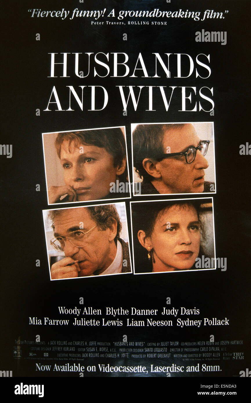 Maris et femmes, top à partir de la gauche : Mia Farrow, Woody Allen, en bas de gauche à droite : Sydney Pollack, Judy Davis, 1992, © Banque D'Images
