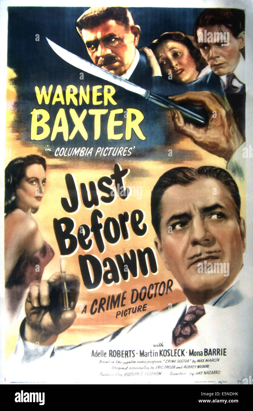 Juste avant l'aube, Adele Roberts, Warner Baxter, Mona Barrie, 1946 Banque D'Images