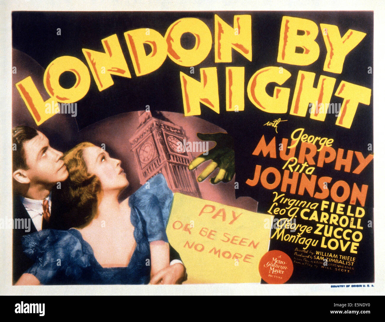 Londres la nuit, de gauche à droite : George Murphy, Rita Johnson, 1937 Banque D'Images