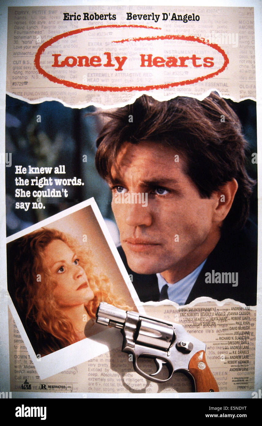 Cœurs solitaires, des États-Unis, de l'affiche à partir de la gauche : Beverly D'Angelo, Eric Roberts, 1991. ©Gibraltar Entertainment/avec la permission d'Everett Banque D'Images