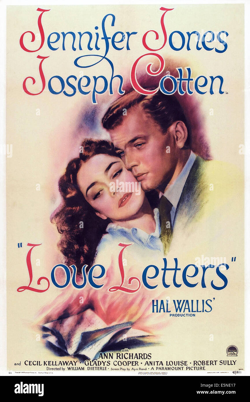 Des lettres d'amour, de nous poster art, Jennifer Jones, Joseph Cotten, 1945 Banque D'Images
