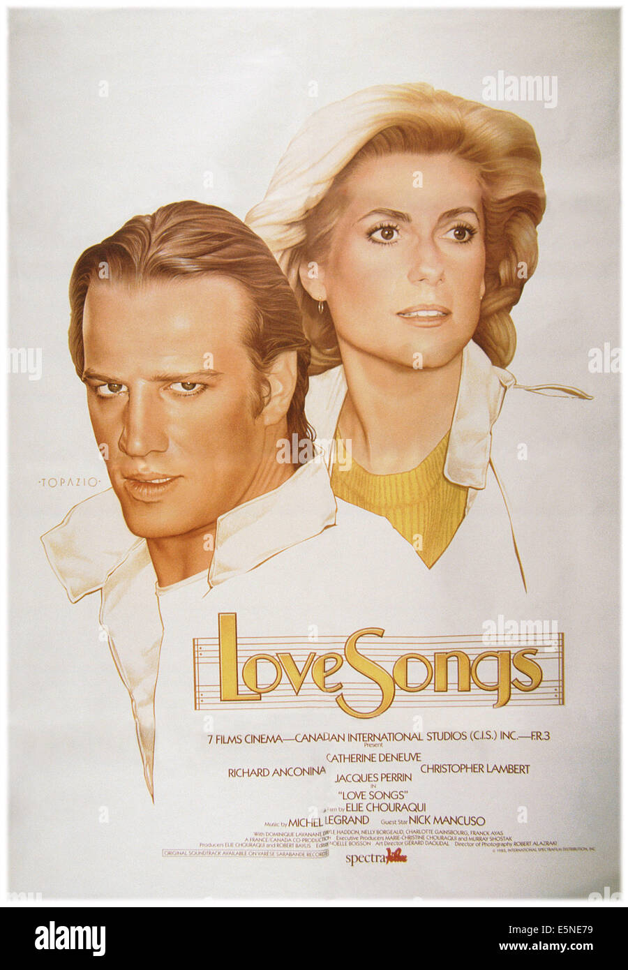 Des chansons d'amour, alias (PAROLES ET MUSIQUE), de gauche à droite : Christophe Lambert, Catherine Deneuve, 1984, ©International Banque D'Images