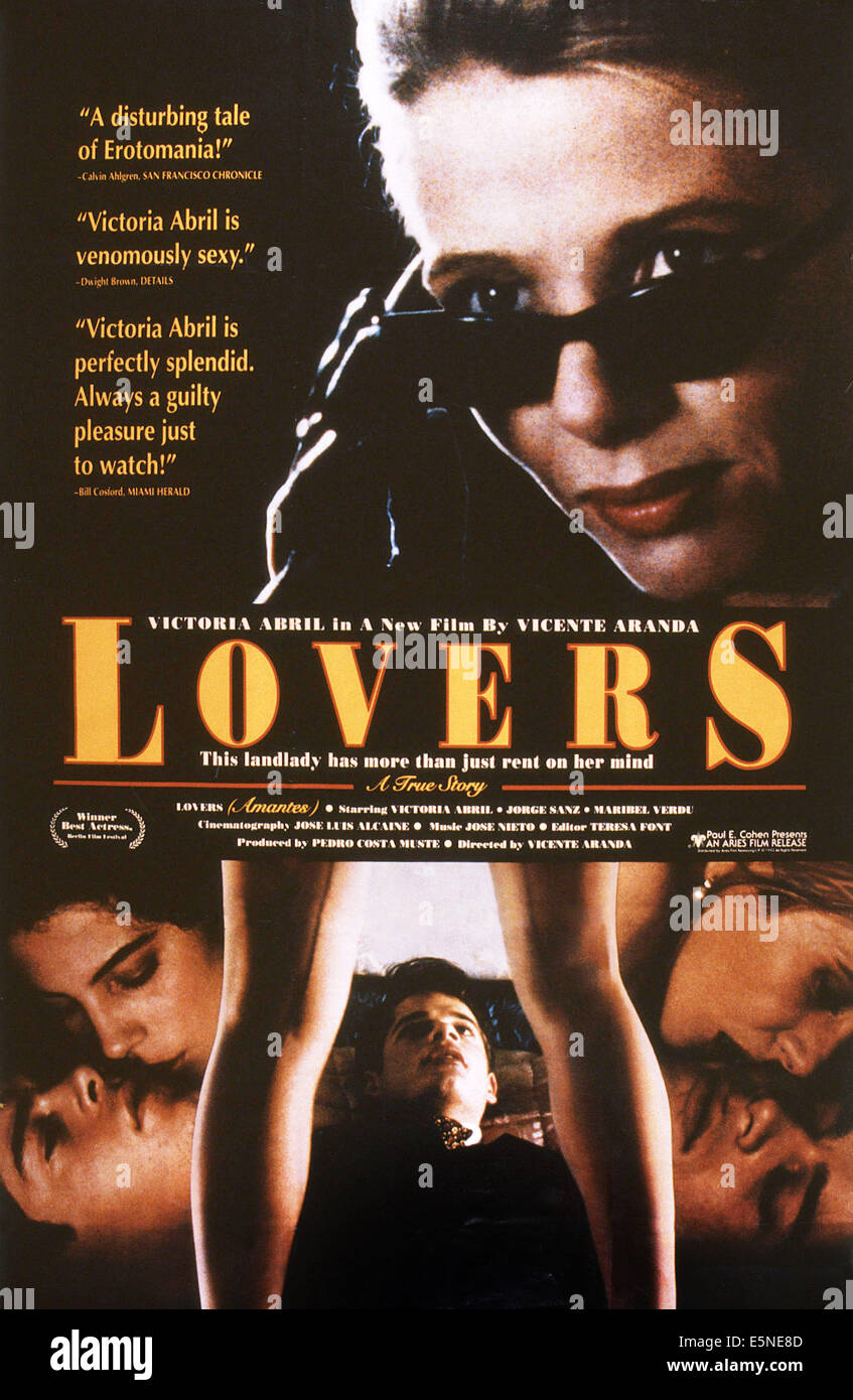 Amants, Amantes (aka), affiche, Victoria Abril (en haut à droite), Jorge Sanz (centre), 1992, ©TriStar Pictures/avec la permission d'Everett Banque D'Images