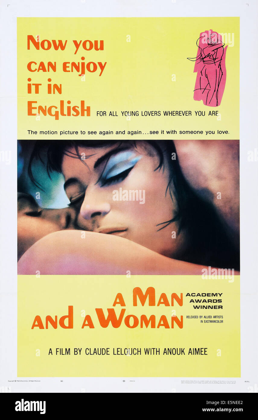 Un homme et une femme, de nous poster, Jean-Louis Trintignant, Anouk Aimee, 1968 Banque D'Images