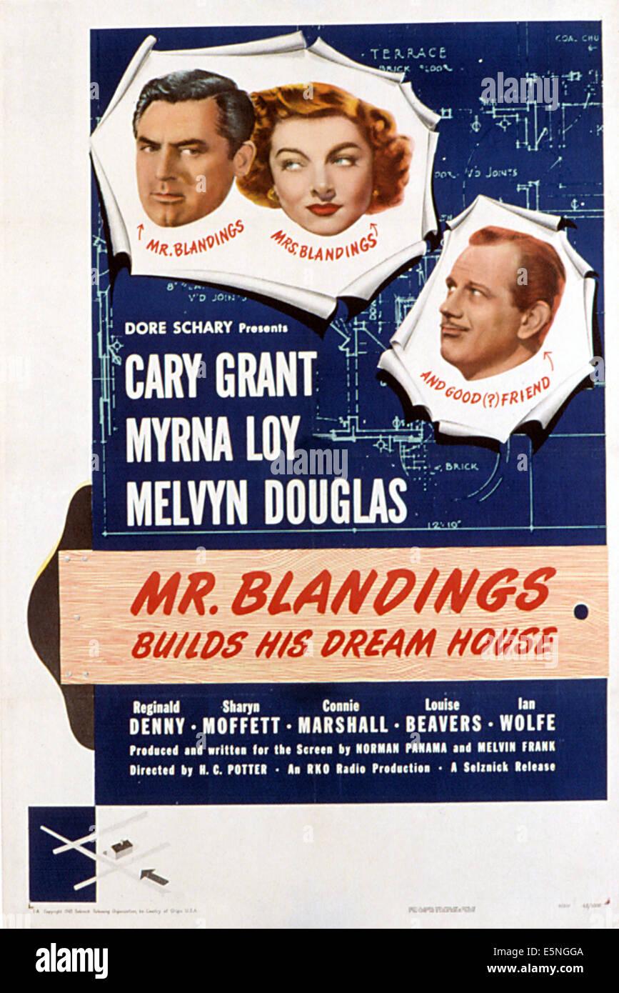 Monsieur Tortue mouchetée construit sa maison de rêve, Cary Grant, Myrna Loy, Melvyn Douglas, 1948. Banque D'Images