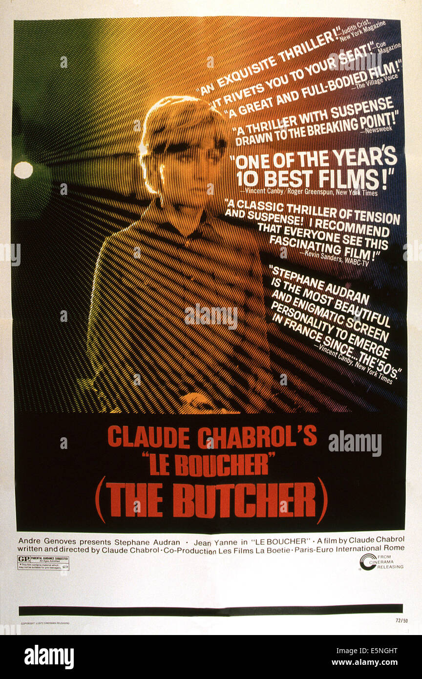 LE BOUCHER, (alias le Boucher), affiche, Stephane Audran, 1970 Banque D'Images