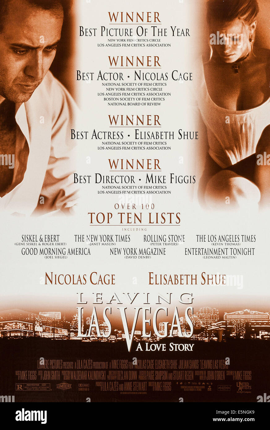 LEAVING LAS VEGAS, Nicolas Cage, Elisabeth Shue, 1995. (C) United Artists/ Courtesy : Everett Collection. Banque D'Images