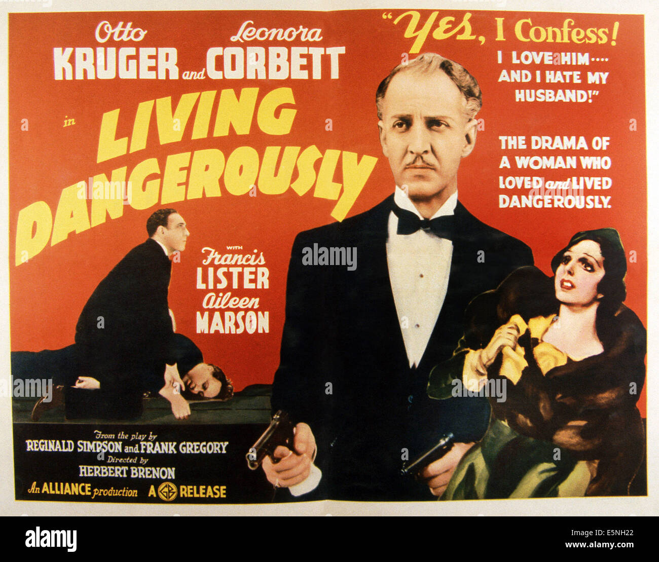 Vivre dangereusement, Otto Kruger (Gun), Leonora Corbett (droite), 1936 Banque D'Images