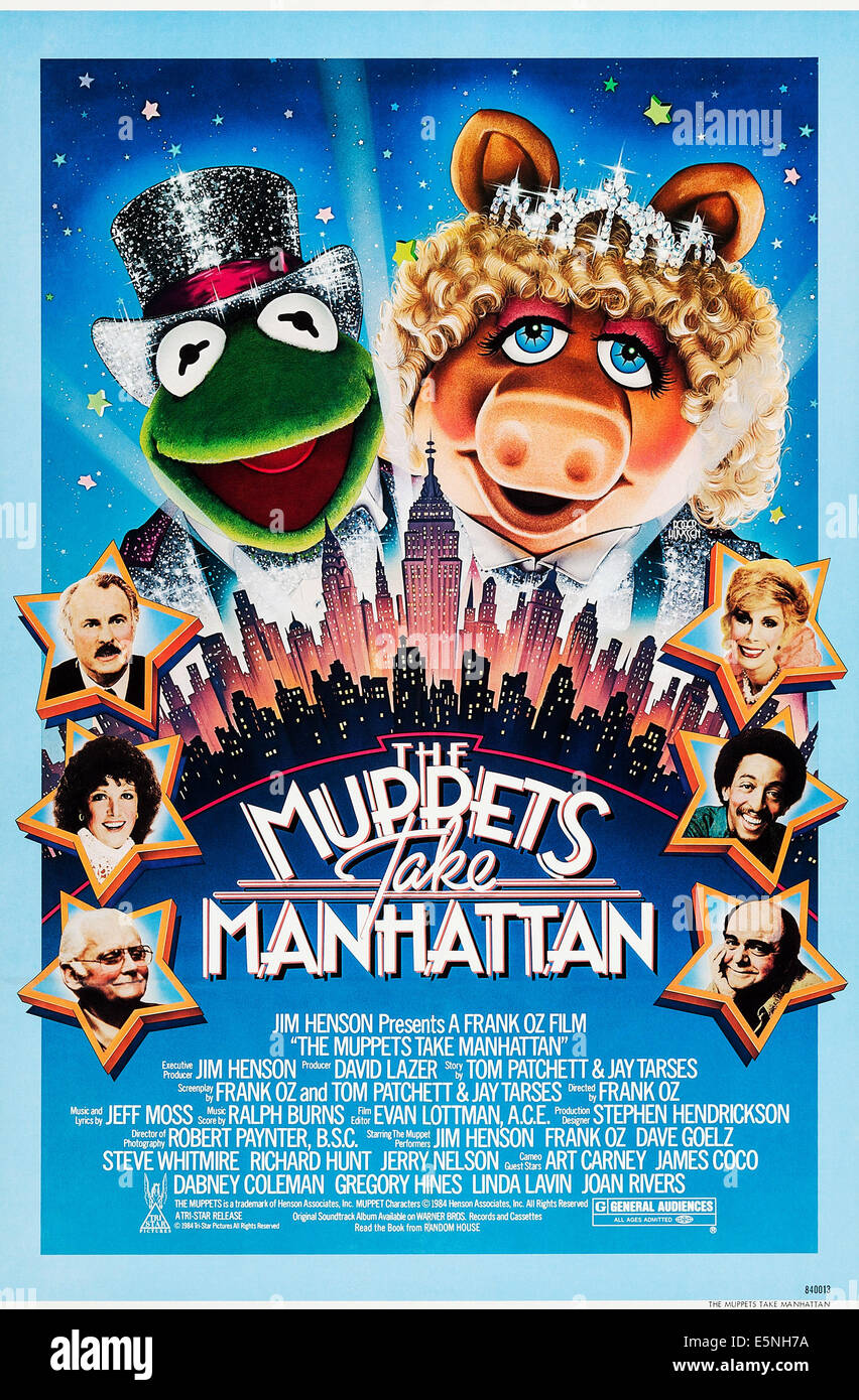 Les Muppets prenons Manhattan, entre nous, l'affiche Haut de la gauche : Kermit la grenouille, Miss Piggy, gauche à partir du haut : Dabney Coleman, Linda Lavin, Banque D'Images