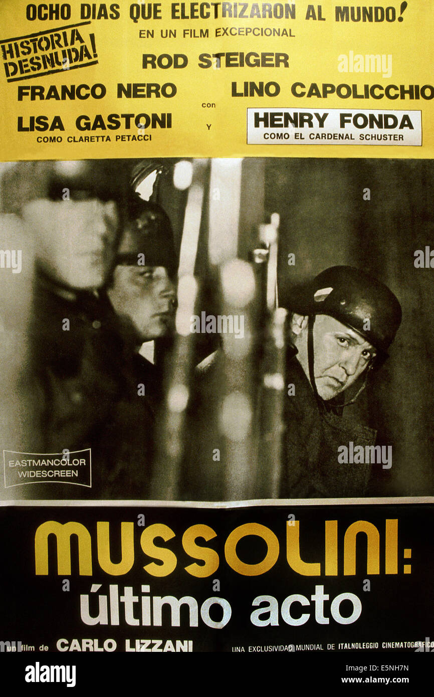 MUSSOLINI : ULTIMO ATTO, (aka LES 4 DERNIERS JOURS), l'italien, de l'affiche comme Rod Steiger Benito Mussolini (droite), 1974 Banque D'Images
