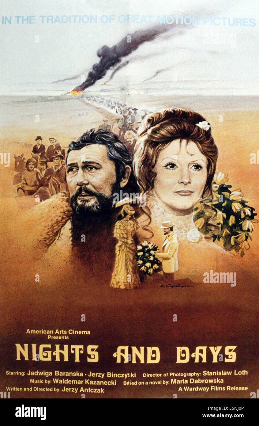 Nuits et Jours, (aka NOCE I DNIE), de nous poster, de gauche : Jerzy Binczycki, Jadwiga Baranska, 1975 Banque D'Images