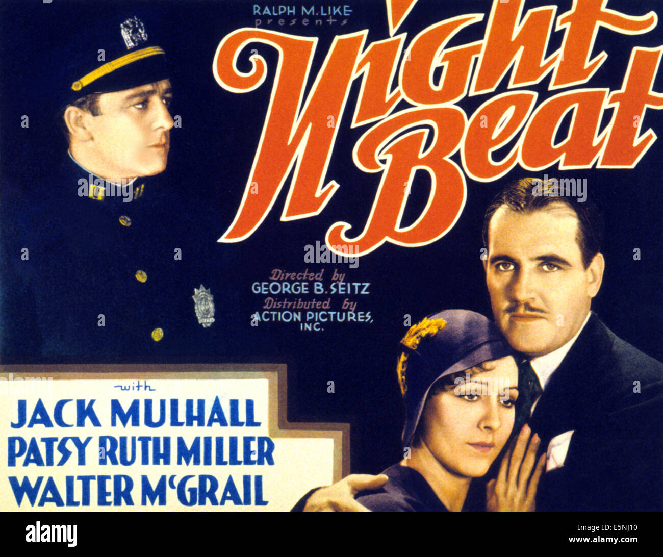 Nuit BEAT, à gauche : Jack Mulhall, en bas à droite de l-r : Patsy Ruth Miller, Walter McGrail sur le titre lobbycard, 1931. Banque D'Images