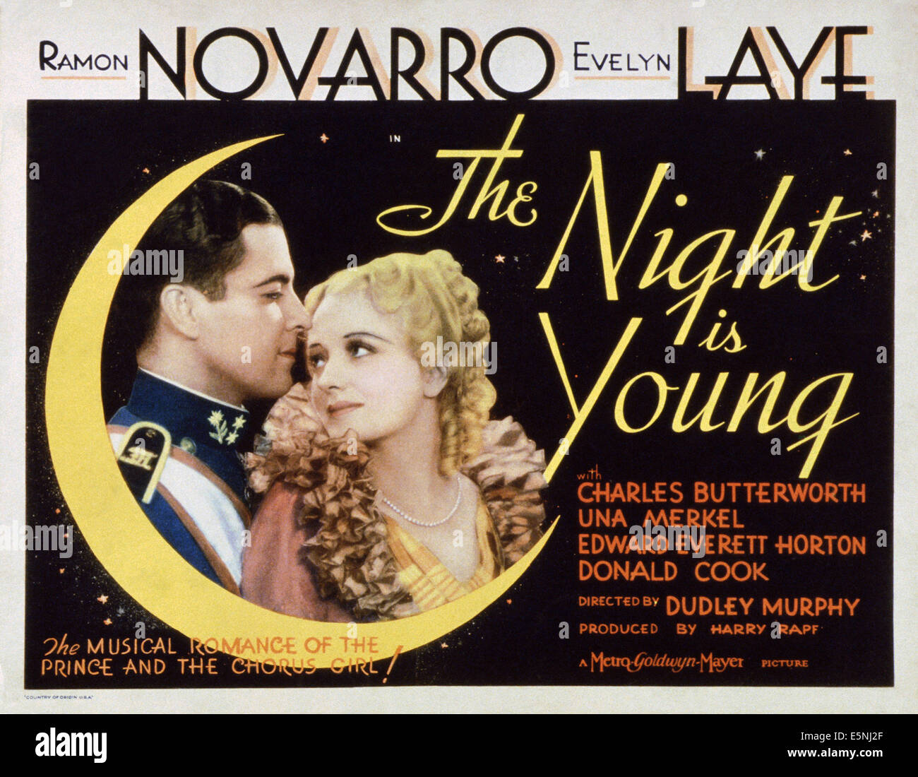 La nuit est jeune, US lobbycard, de gauche : Ramon Novarro, Evelyn Laye, 1935 Banque D'Images