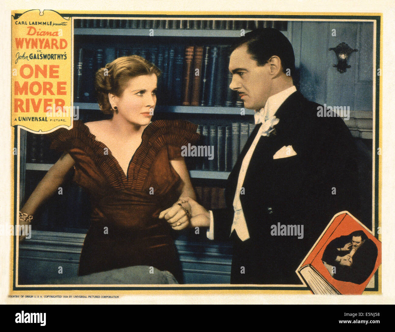 Plus d'une rivière, entre nous, lobbycard de gauche : Diana Wynyard, Colin Clive, 1934 Banque D'Images